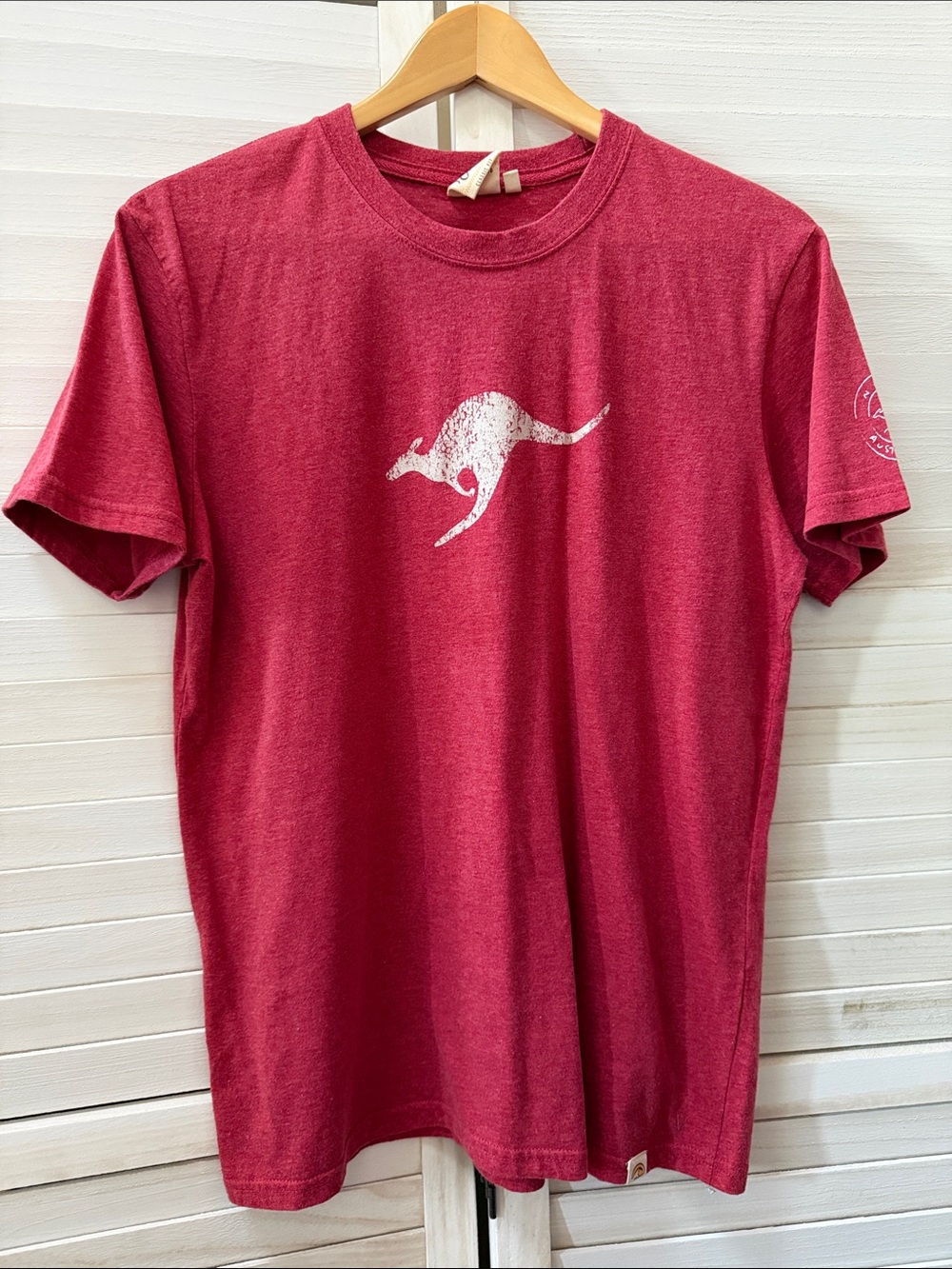 Australian Short Sleeve Red Graphic Tee with Kangaroo Print